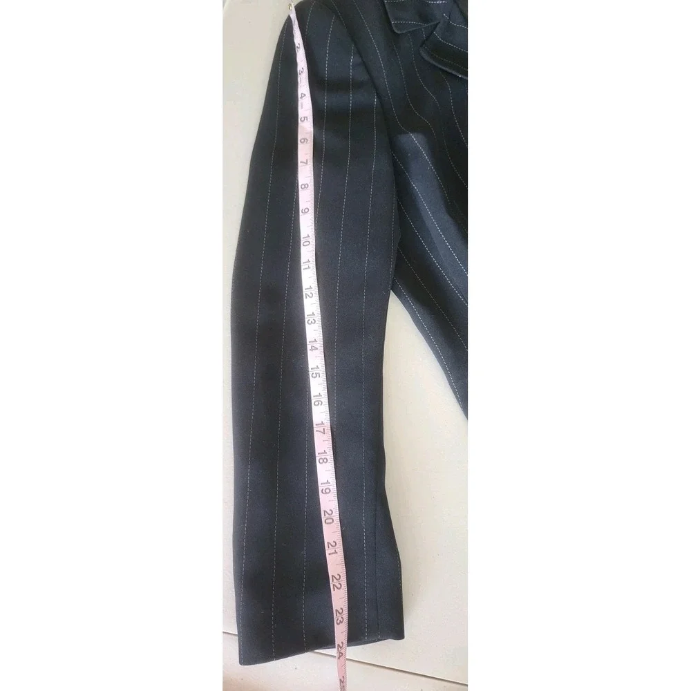 Kasper Jacket Blazer Womens 14 Black Pinstripe Career Office C-Suite Fall Winter